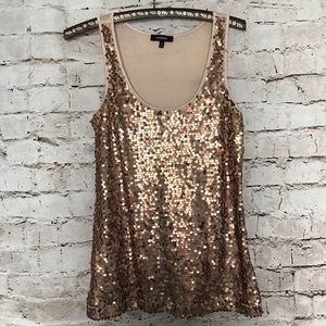 Express Bronze Rosegold Sequin Tank S